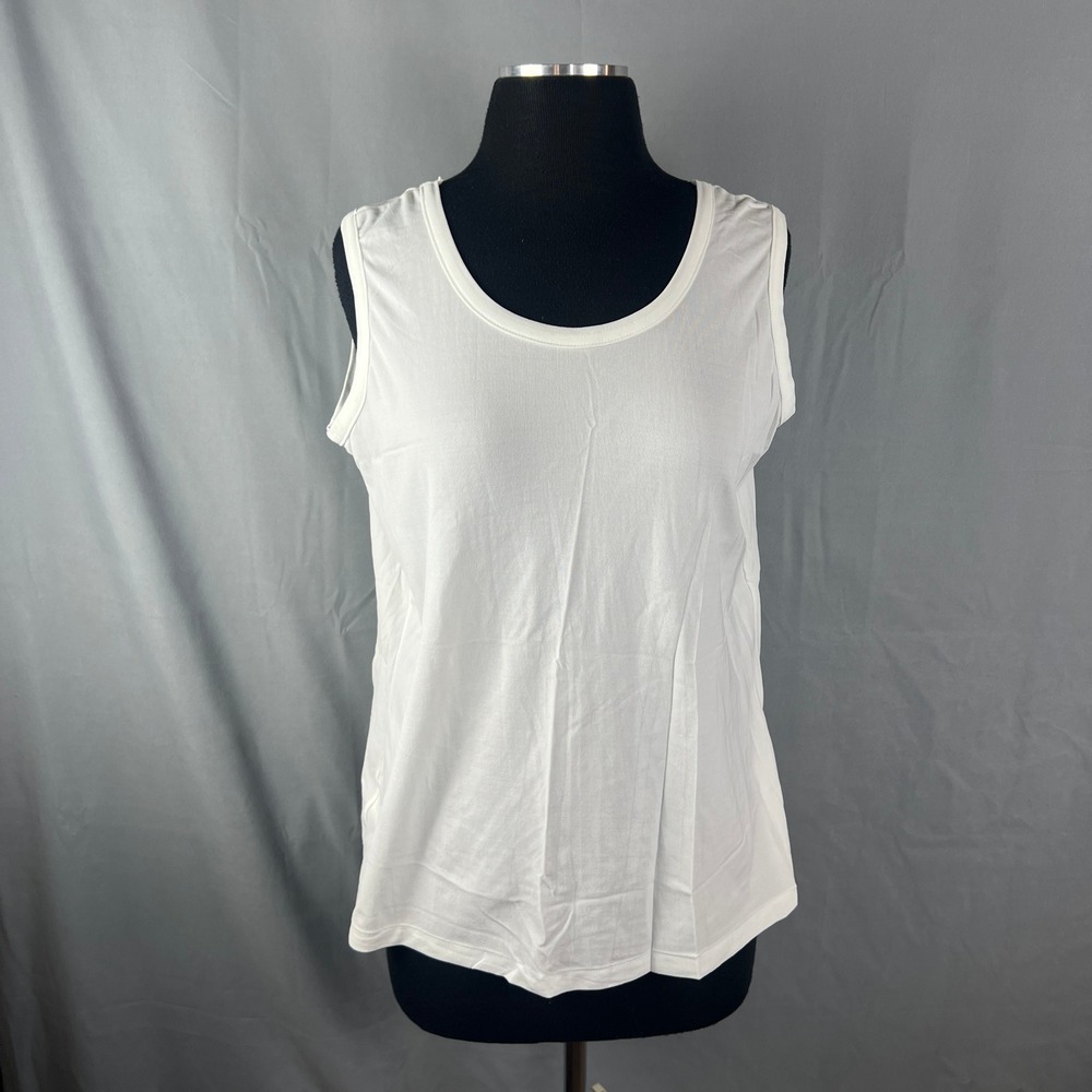 Vintage Spiegel Tank Top Womens White Nylon Wide Strap Athleisure Gym Training